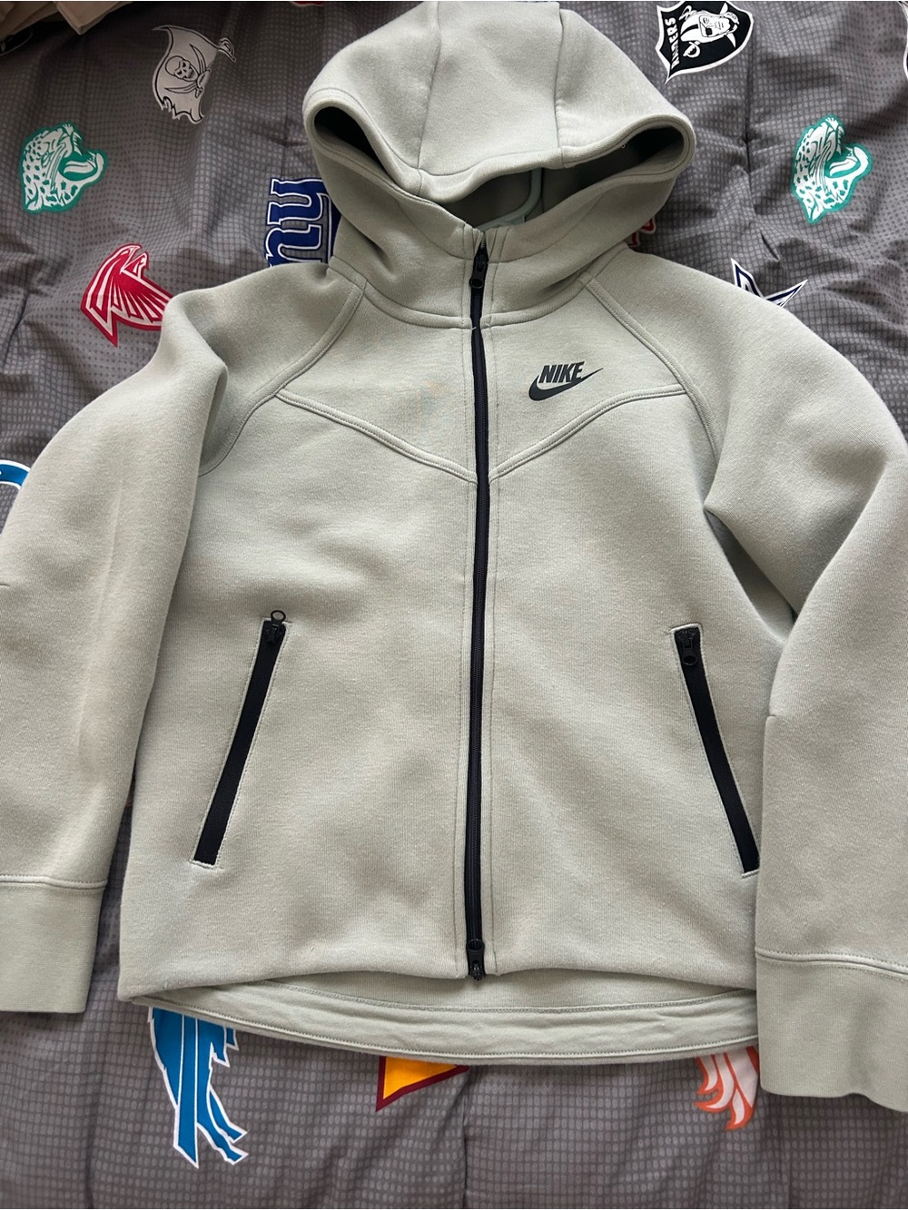 Nike Tech Light Green Full-Zip Hooded Sweatshirt